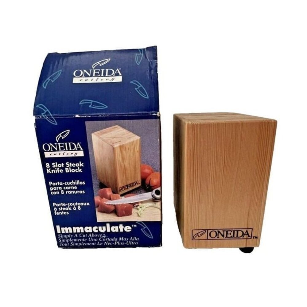 ONEIDA Immaculate Cutlery 8 Slot Steak 4.5" Knife Block Fine Hardwood U41203
